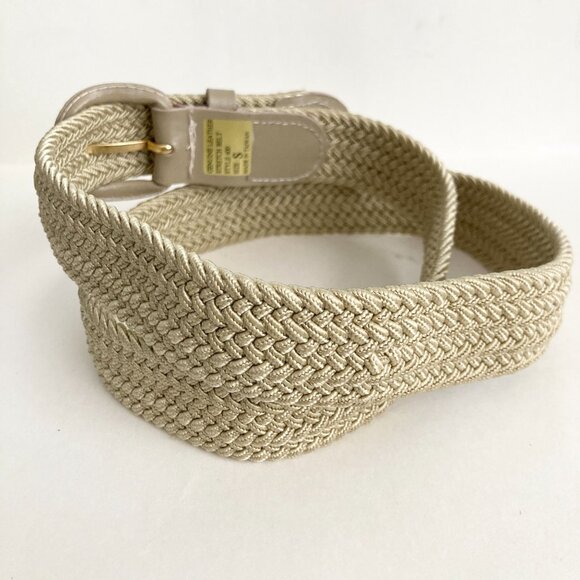 Vintage Braided Womens Belt Cream Beige Tan Size 30 S/M 27-33" Leather Taiwan - Picture 4 of 11